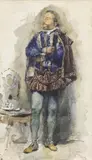 Tranquillo Cremona, Figura in costume, watercolour on paper