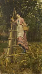La raccolta delle mele by Napoleone Nani, 1877, oil on canvas, offered Apr 2016