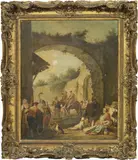 Pietro Fabris, Scena di mercato, oil on canvas