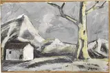 Paesaggio con albero e casa by Mario Sironi, tempera and charcoal on paper applicata on faesite, offered Nov 2015