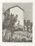 Giorgio Morandi, Paesaggio (Casa a Grizzana), 1927, etching on zinco