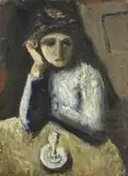 Donna al caffè by Mario Sironi, oil on canvas, offered Nov 2015