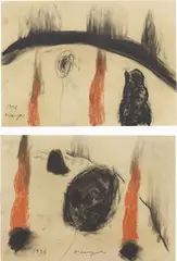 Due opere su carta by Arcangelo, 1993, Carboncino e pastello, offered Nov 2015
