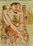 Giuseppe Migneco, Figura, ink on paper applicata on panel