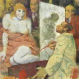 Remo Squillantini, Il pittore e la modella, oil on panel