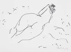 Nudo by Rotella, 1990, inchiostro on paper, offered Nov 2015