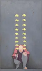 Wainer Vaccari, Senza titolo, 1987, oil on faesite applicata on compensato and cardboard