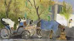 Walter Piacesi, Studio di fiacre a Cattolica, 1983, oil on cardboard