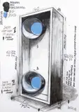 Fabrizio Plessi, Progetto per videoscultura Big Splash, 2008, mixed media on paper applicata on panel