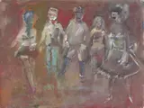 Figure by Mino Maccari, oil on canvas board, offered Nov 2015