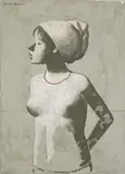 Xavier Bueno, Ragazza con collana rossa, 1971, oil on canvas