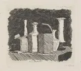 Giorgio Morandi, Natura morta con sei oggetti, 1930, etching on rame