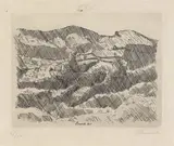 Giorgio Morandi, Monti di Grizzana, 1929, etching on zinco