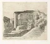 Giorgio Morandi, La casetta con il portico e il cipresso (lastra grande), 1924, etching on zinco