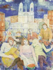 Ragazzi a Trinità dei Monti by Remo Squillantini, 1986, oil on panel, offered Nov 2015
