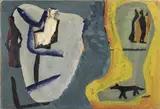 Capriccio con cane by Mario Sironi, 1955, tempera on paper applicata on canvas, offered Nov 2015