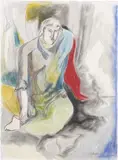 Sandro Chia, Figura, mixed media on paper