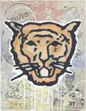Donald Baechler, Chinese tiger, 2009, mixed media and collage on paper