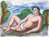 Sandro Chia, Figura, mixed media on paper