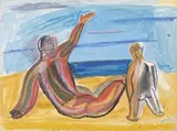 Sandro Chia, Figure, mixed media on paper applicata on canvas