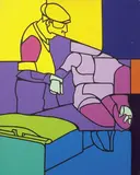 Valerio Adami, Studio per Gymnasium, 1974, acrylic on canvas