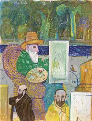Monet e due amici by Antonio Possenti, 1994, oil on canvas board, offered Oct 2015