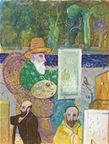 Monet e due amici by Antonio Possenti, 1994, oil on canvas board, offered Oct 2015