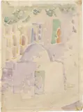 Moses Levy, Veduta orientale, 1939, watercolour on paper applicata on cardboard