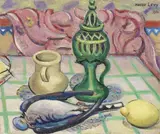 Moses Levy, Natura morta con vasi, limone e pernice