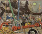 Moses Levy, Darsena di Viareggio, 1958, oil on faesite