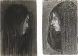 Carlo Corsi, Due ritratti, charcoal on paper