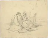 Domenico Morelli, Due figure in costume, 1848, pencil on paper