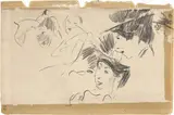 Giovanni Boldini, Studi di teste, charcoal on paper