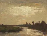 Beppe Ciardi, Tramonto sul Sile, 1931, oil on compensato