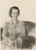 Paulo Ghiglia, Ritratto di Giuseppina Querci, charcoal on paper