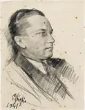 Paulo Ghiglia, Ritratto di Diego Corsani, 1941, charcoal on paper