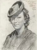 Paulo Ghiglia, Ritratto della signora Querci, 1943, charcoal on paper