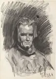Paulo Ghiglia, Autoritratto, charcoal on paper