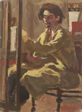 Alberto Caligiani, Autoritratto, 1947, oil on cardboard