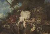 Felice Boselli, Natura morta con pesci e crostacei, oil on canvas