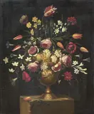 Giacomo Recco, Natura morta con vaso di fiori, oil on canvas