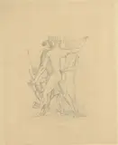 Giorgio de Chirico, Combattimento di gladiatori, pencil on paper