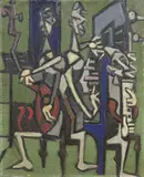 Emilio Vedova, Suonatori con orchestra, oil on panel