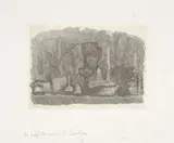 Giorgio Morandi, Natura morta di vasi, bottiglie etc. su un tavolo, 1929, etching on rame