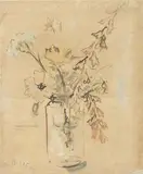 Filippo de Pisis, Fiori in vaso, 1937, watercolour on paper applicata on canvas
