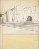 The Wall (project for a wrapped romain wall) by Christo, 1973, collage and mixed media on panel, offered May 2015