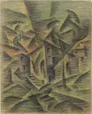 Roberto Marcello Iras Baldessari, Case + alberi, 1917, pastelli on paper