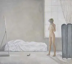 Claudio Bonichi, Scena d'atelier: la modella e lo specchio, 1999, oil on canvas