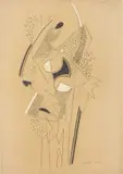 Gino Severini, Danzatrice, 1964, charcoal and pastelli on paper applicata on canvas