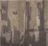 Luca Pignatelli, New York, 2009, acrylic on telone di copertura di vagone ferroviario